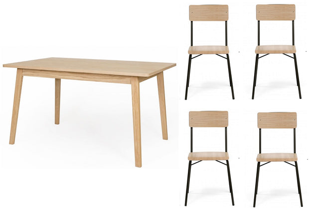 Woodman Dining Set (Table & 4 Chairs)